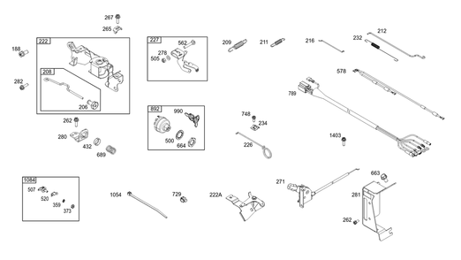 Controls Group Diagram and Parts List for 356447-0049-F1 200000 - 399999 Briggs and Stratton Engine